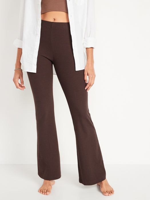 High Waisted Rib-Knit Flare Leggings for Women