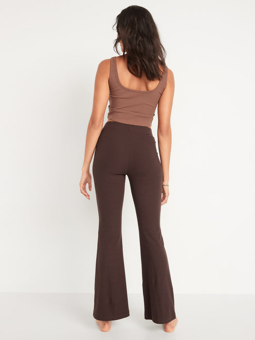 High Waisted Rib-Knit Flare Leggings for Women