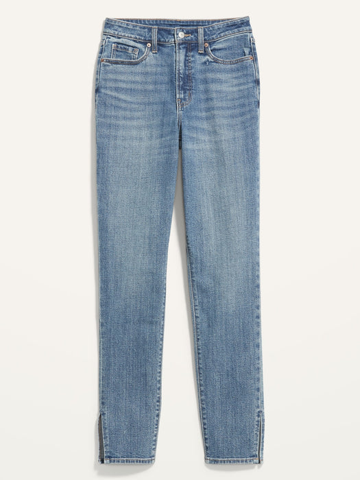 High-Waisted OG Straight Side-Slit Ankle Jeans for Women