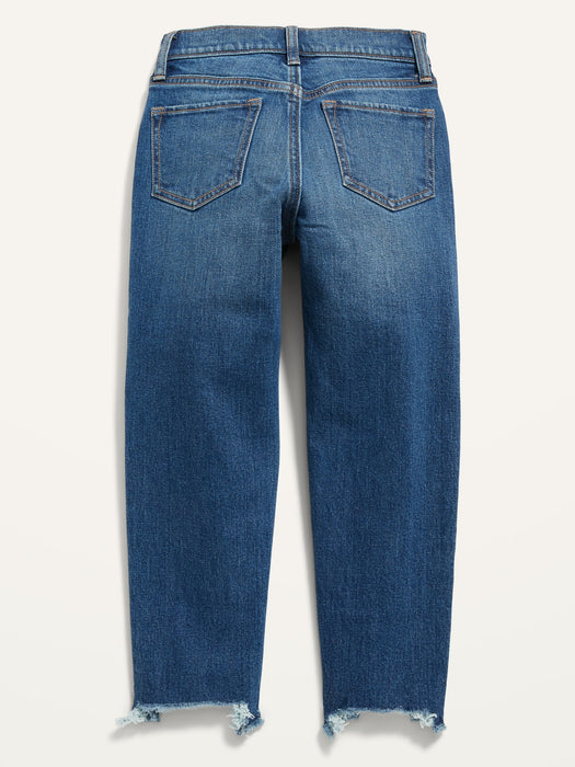 High-Waisted O.G. Straight Ripped Frayed-Hem Jeans for Girls
