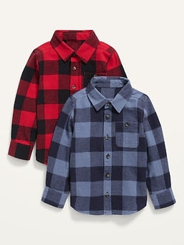Plaid Flannel Pocket Shirt 2-Pack for Toddler Boys
