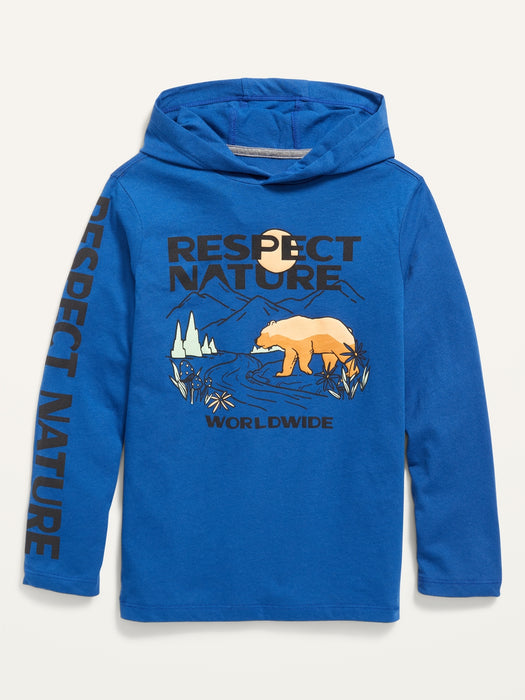 Long-Sleeve Graphic T-Shirt Hoodie for Boys