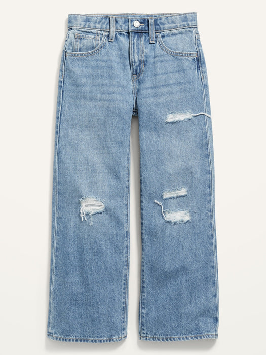High-Waisted Baggy Ripped Wide-Leg Jeans for Girls