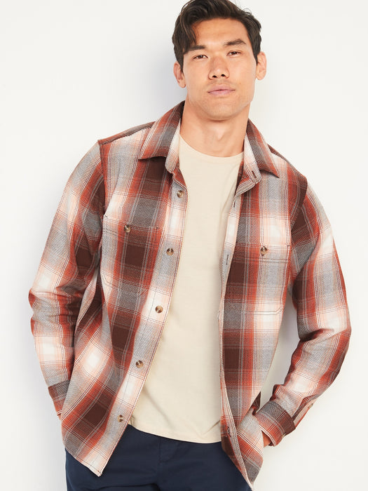 Oversized Plaid Twill Shacket for Men