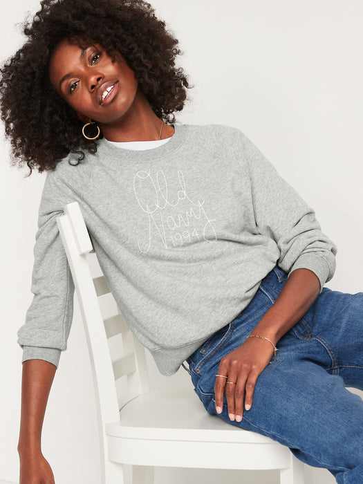 Vintage Cropped Logo Graphic Sweatshirt for Women