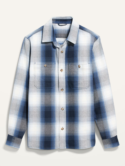 Oversized Plaid Twill Shacket for Men