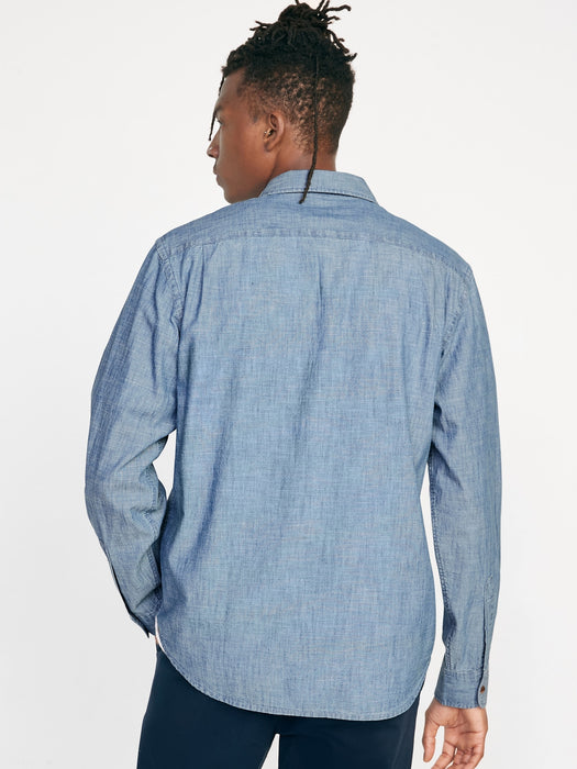Regular-Fit Chambray Everyday Non-Stretch Shirt for Men