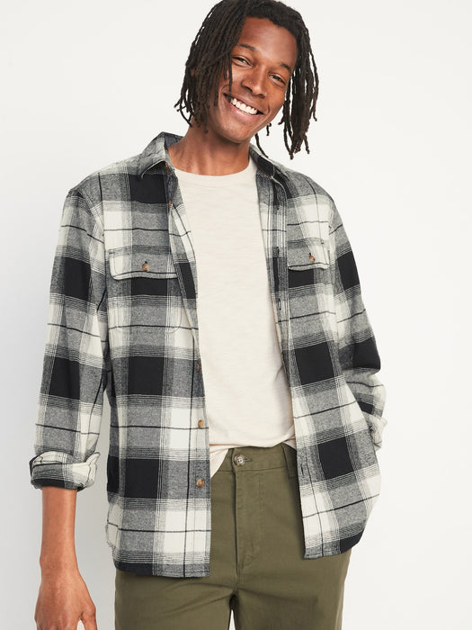 Regular-Fit Plaid Flannel Shirt for Men