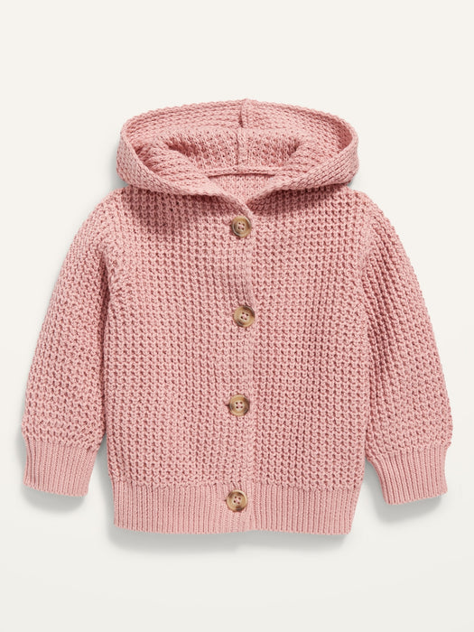 Hooded Button-Front Knit Cardigan for Baby