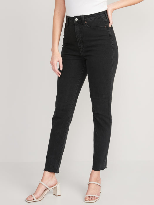 Higher High-Waisted OG Straight Cut-Off Black Ankle Jeans for Women
