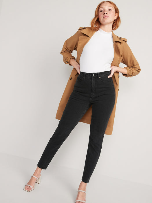 Higher High-Waisted OG Straight Cut-Off Black Ankle Jeans for Women
