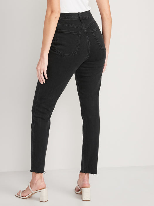 Higher High-Waisted OG Straight Cut-Off Black Ankle Jeans for Women