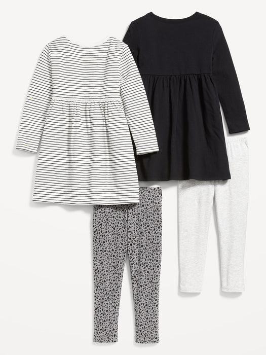 Long-Sleeve Dress and Leggings 4-Pack for Toddler Girls
