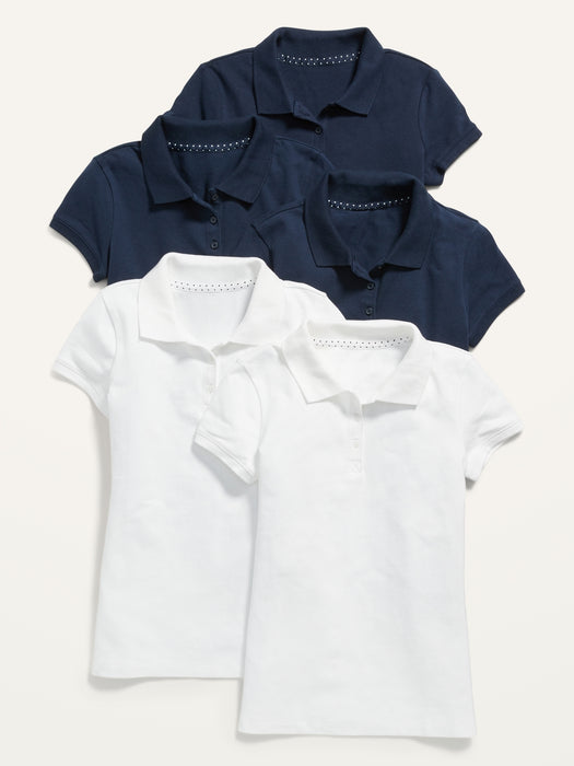 School Uniform Short-Sleeve Polo Shirt 5-Pack for Girls