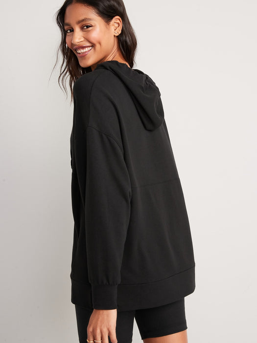 Live-In Cozy-Knit French-Terry Tunic Hoodie for Women