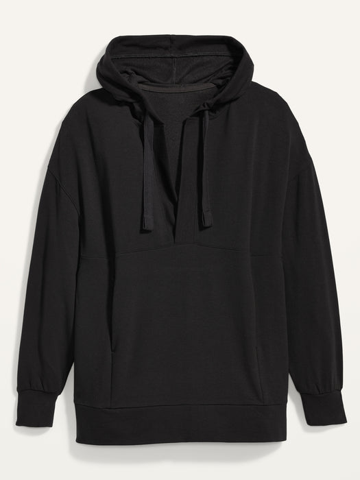 Live-In Cozy-Knit French-Terry Tunic Hoodie for Women