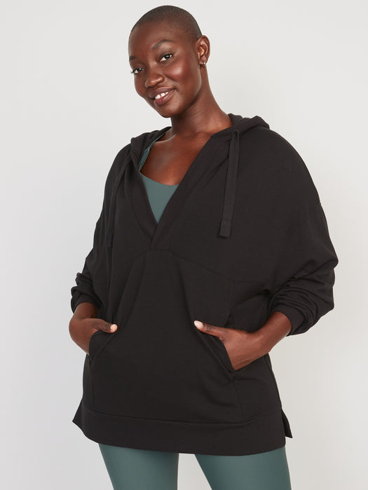 Live-In Cozy-Knit French-Terry Tunic Hoodie for Women