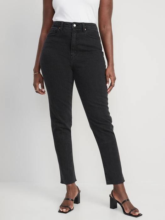 Higher High-Waisted OG Straight Cut-Off Black Ankle Jeans for Women