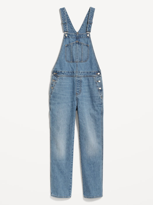 Slouchy Straight Non-Stretch Jean Overalls for Women