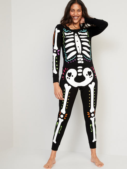 Matching Halloween Printed One-Piece Pajamas for Women