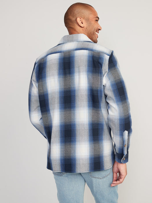 Oversized Plaid Twill Shacket for Men