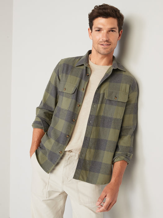 Regular-Fit Plaid Flannel Shirt for Men