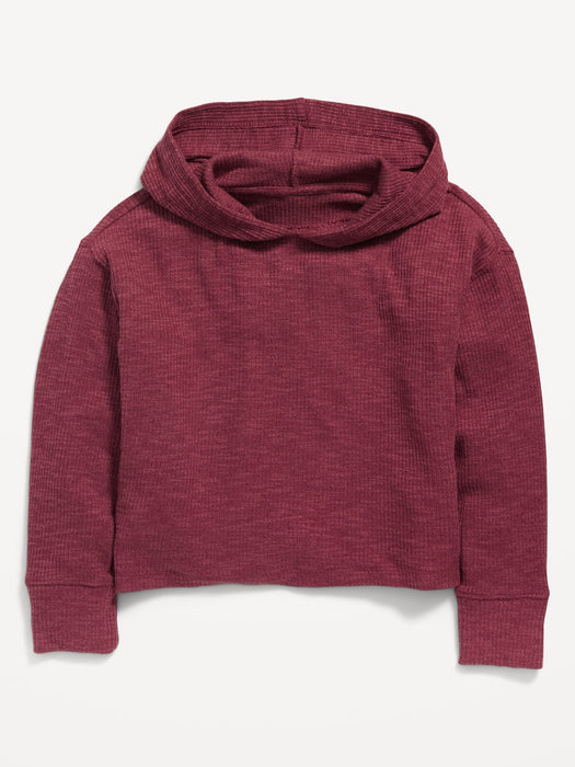 Cozy Rib-Knit Pullover Hoodie for Girls