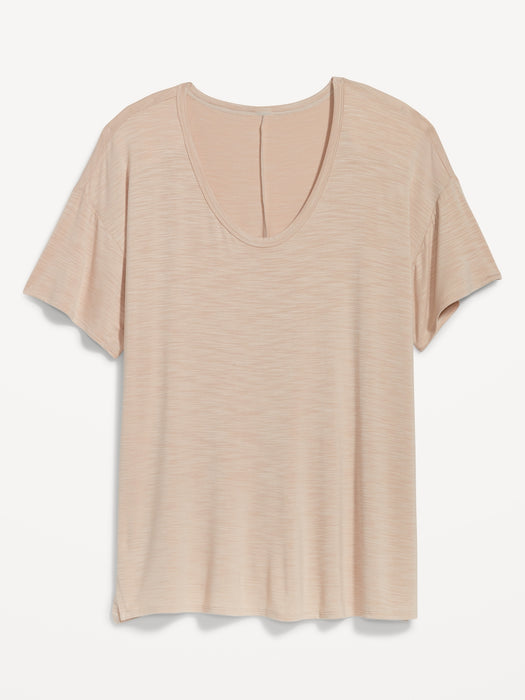 Oversized Luxe Slub-Knit Tunic T-Shirt for Women