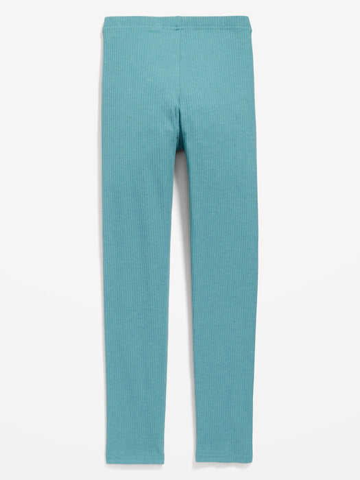 Full-Length Built-In Tough Rib-Knit Leggings for Girls