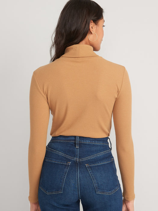 Rib-Knit Turtleneck Top for Women
