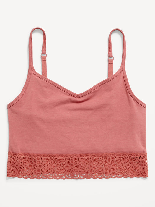 Supima® Cotton-Blend Lace-Trim Cami Bra for Women
