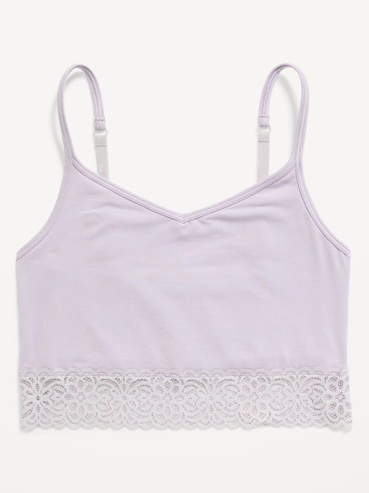 Supima® Cotton-Blend Lace-Trim Cami Bra for Women