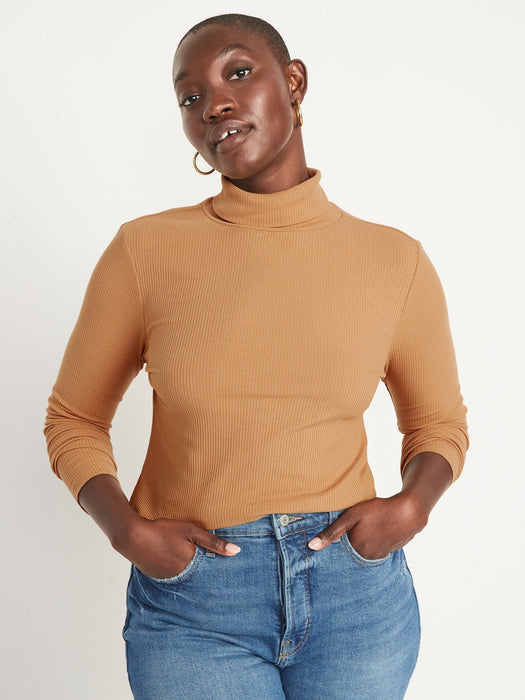 Rib-Knit Turtleneck Top for Women
