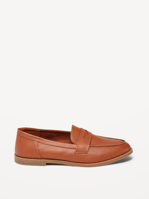 Faux-Leather Penny Loafer Shoes for Women
