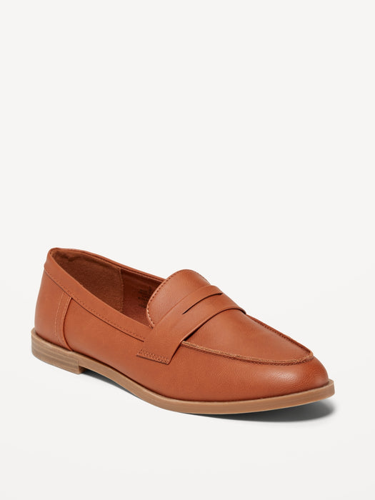 Faux-Leather Penny Loafer Shoes for Women