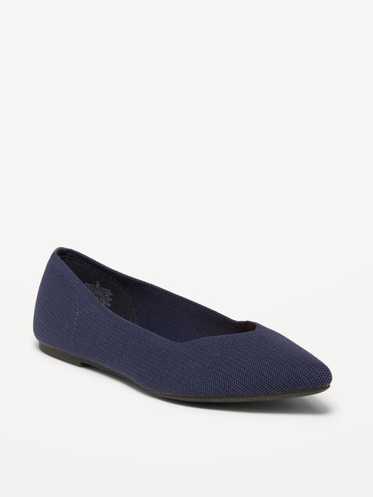 Textured-Knit Pointy-Toe Ballet Flats for Women