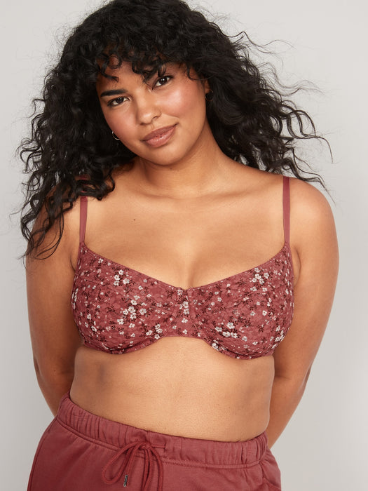 Mesh Underwire Balconette Bra for Women