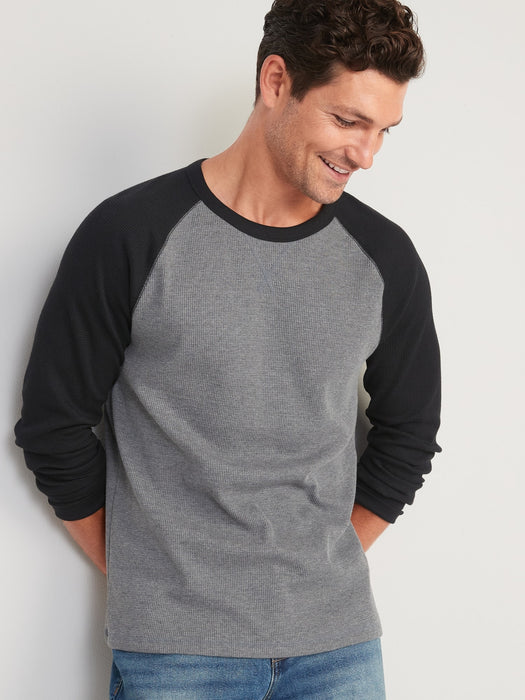 Thermal-Knit Color-Blocked Raglan-Sleeve T-Shirt for Men