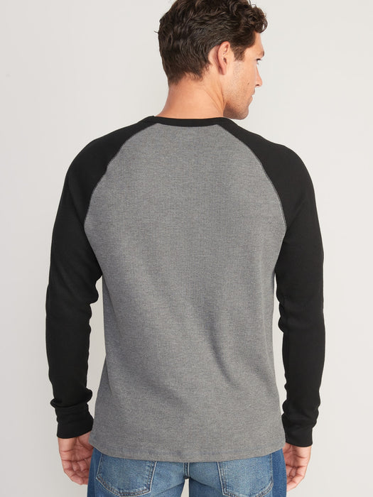 Thermal-Knit Color-Blocked Raglan-Sleeve T-Shirt for Men