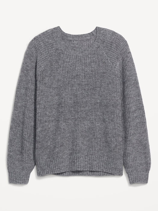 Heathered Cozy Shaker-Stitch Pullover Sweater for Women