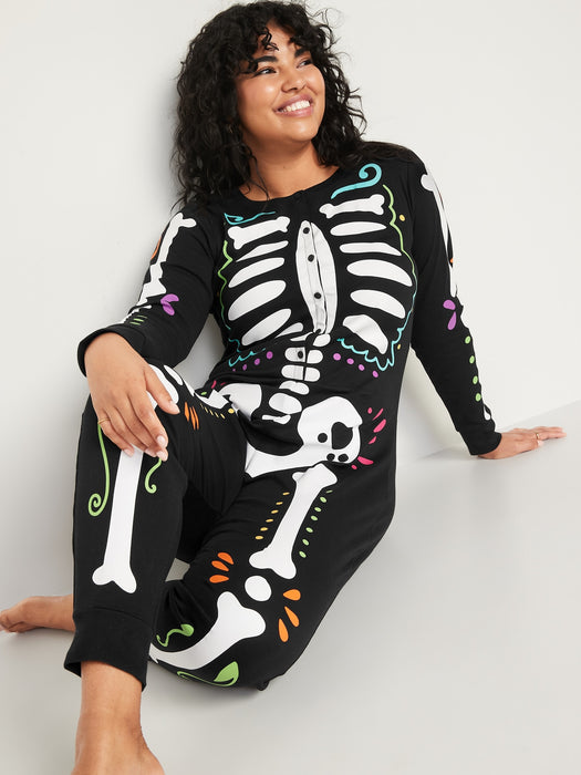 Matching Halloween Printed One-Piece Pajamas for Women