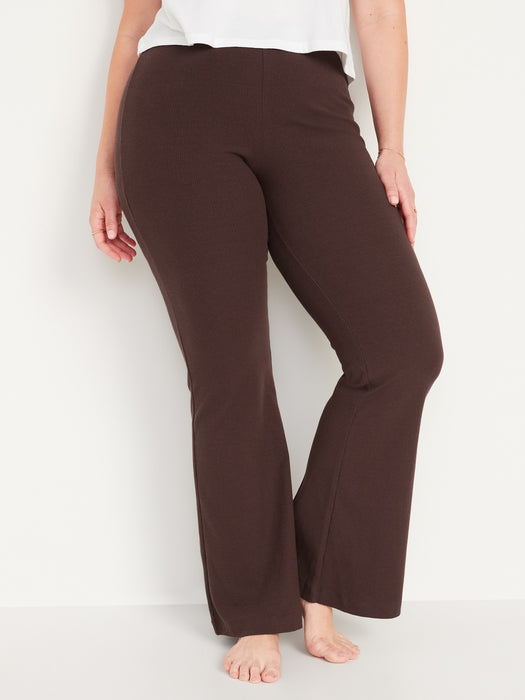 High Waisted Rib-Knit Flare Leggings for Women