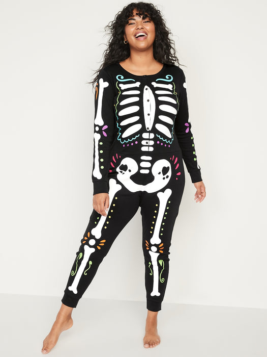 Matching Halloween Printed One-Piece Pajamas for Women