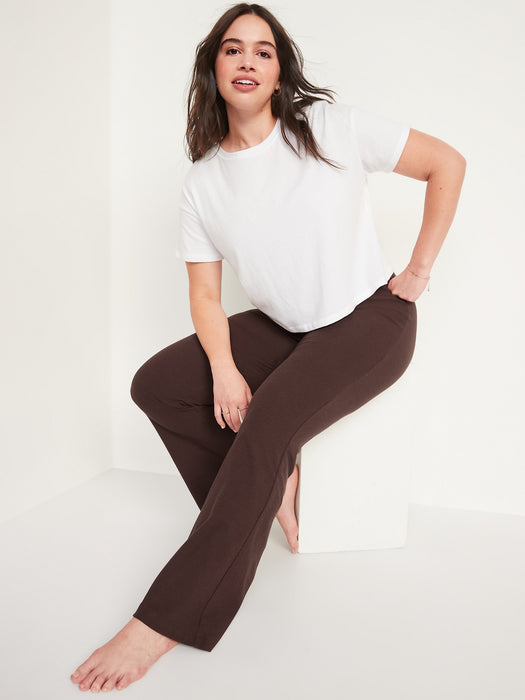 High Waisted Rib-Knit Flare Leggings for Women