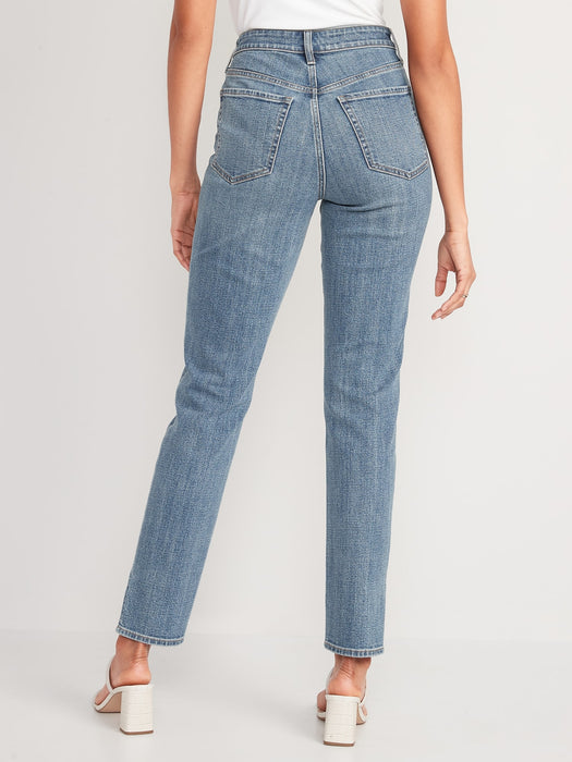 High-Waisted OG Straight Side-Slit Ankle Jeans for Women