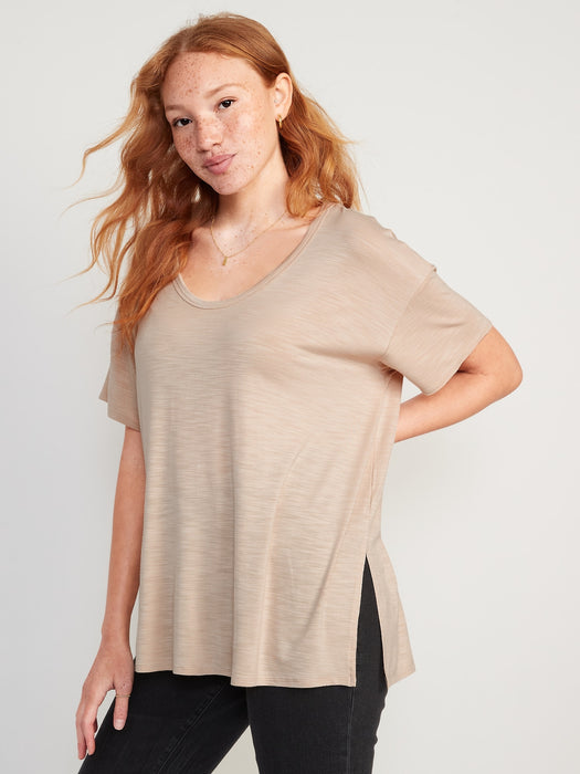 Oversized Luxe Slub-Knit Tunic T-Shirt for Women