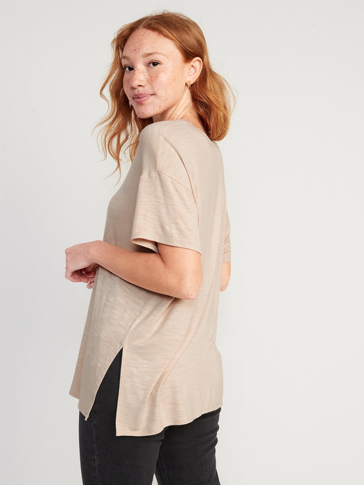 Oversized Luxe Slub-Knit Tunic T-Shirt for Women