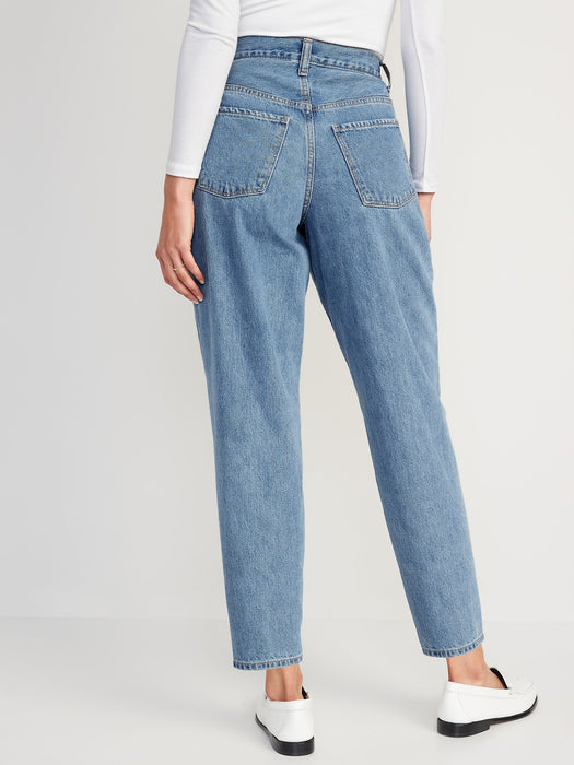 Extra High-Waisted Ripped Non-Stretch Balloon Jeans for Women
