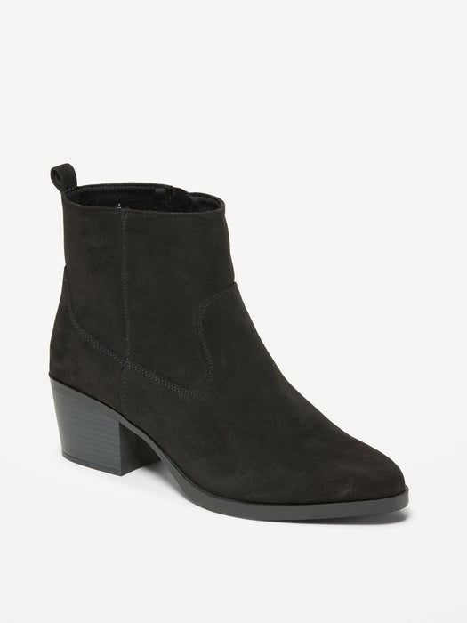 Faux-Suede Western Ankle Boots