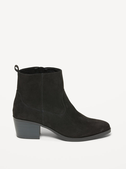 Faux-Suede Western Ankle Boots